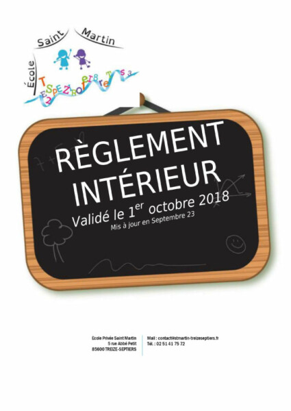 Règlement intérieur 2024-2025 de l'école